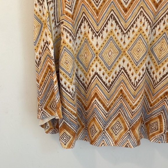 Chicos Sweater Sz 2 Medium Zigzag Ikat Melinda Pullover Linen Blend Lightweight - Picture 5 of 11